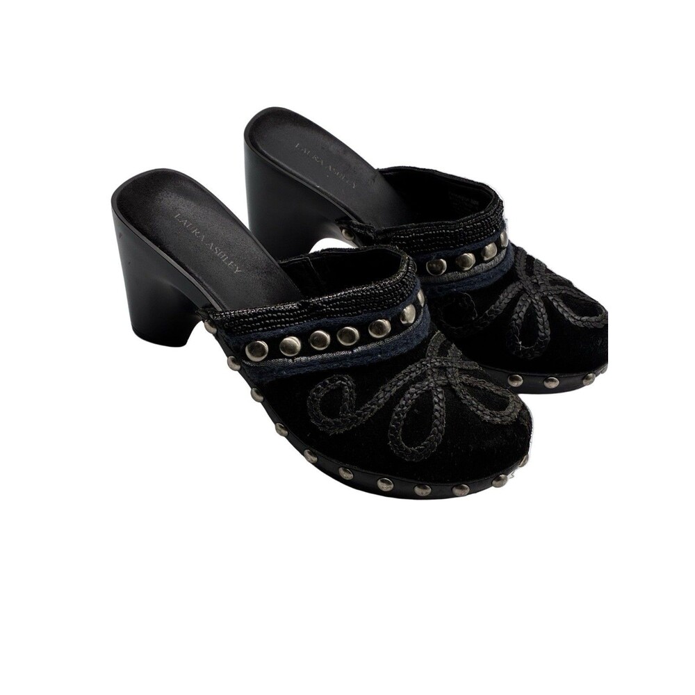 Laura Ashley Faux Suede Studded Clogs Size 8.5